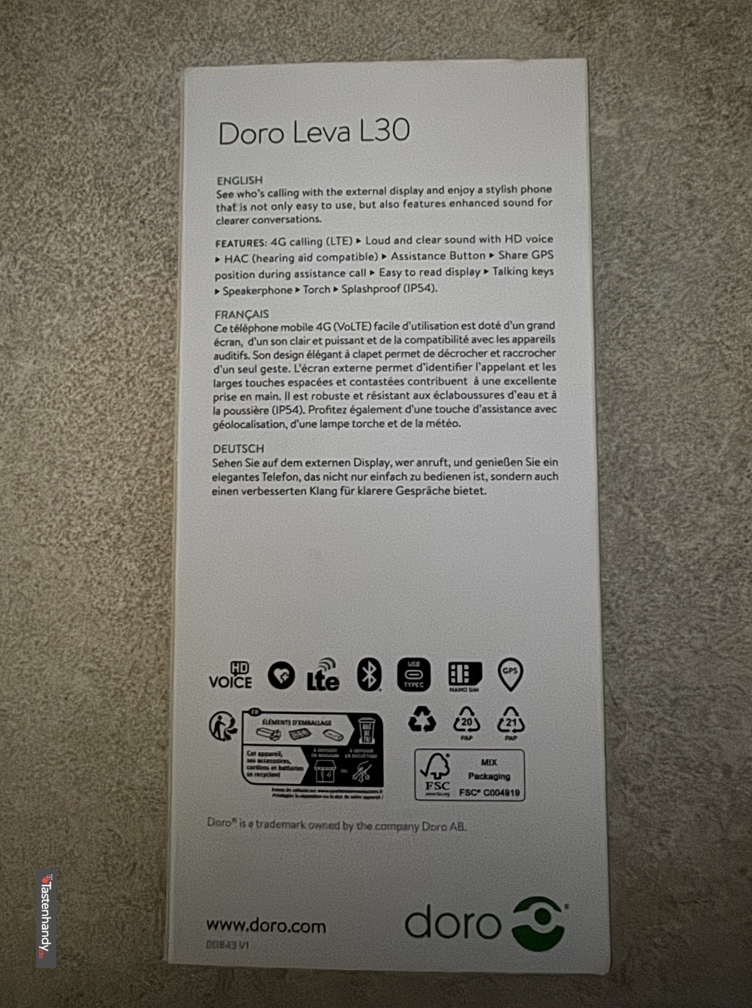 Verpackung L30 von hinten